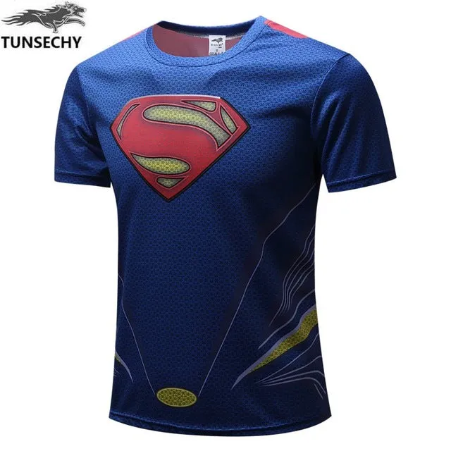 Free shipping 2016 t-shirt Superman/Batman/spider man/captain America /Hulk/Iron Man / t shirt men fitness shirts men t shirts