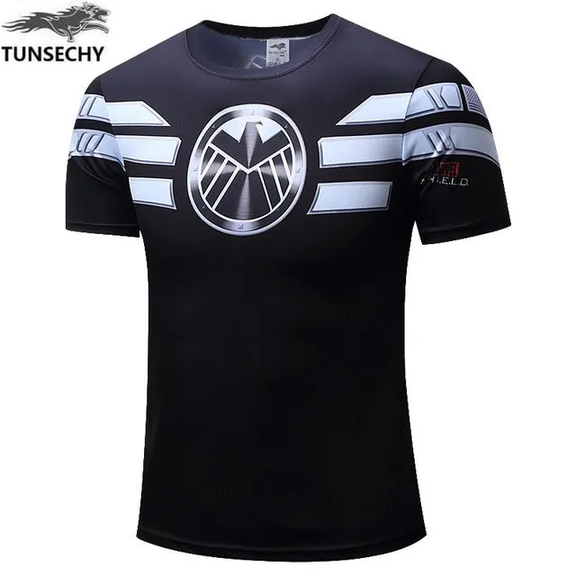 Free shipping 2016 t-shirt Superman/Batman/spider man/captain America /Hulk/Iron Man / t shirt men fitness shirts men t shirts