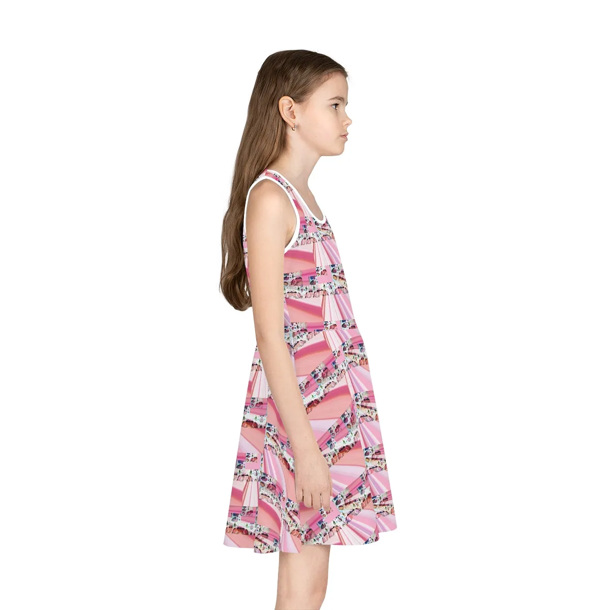 Girls' Sleeveless Sundress (AOP) PINK DELICIOUS