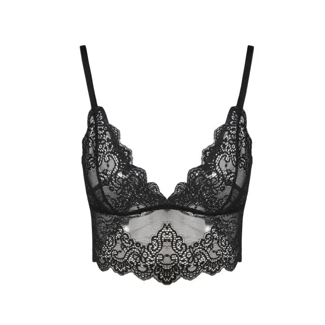 HDY Haoduoyi Women Vintage Black Floral Lace Bralette Wireless Bras Lingerie Push Up Bustier Crop Tops Cami Triangle Bras Sexy