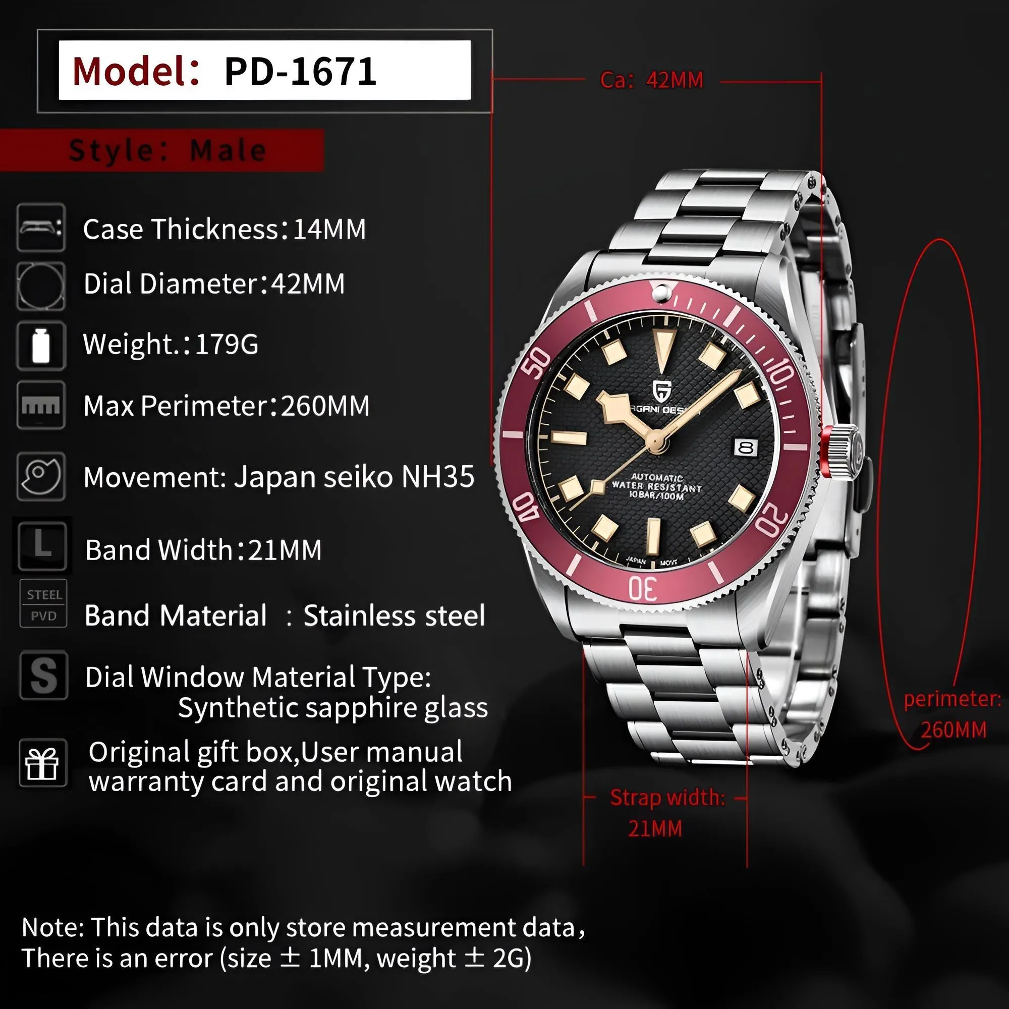 Homage to Tudor BB 58 Watch Men's Watches Retro Automatic Watch Men Mechanical Wristwatch Luxury NH35A 100M Waterproof