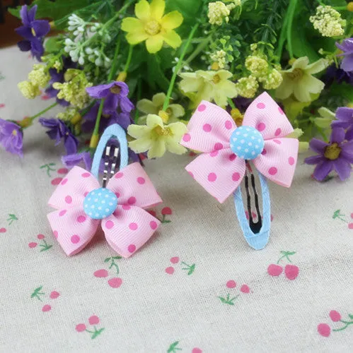 Hot Sale Colorful Baby Bow Dot Hairpins For Girls Grosgrain Hair Clip Accessories Children Ribbon Bowknot Hair band Statement