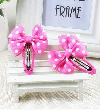 Hot Sale Colorful Baby Bow Dot Hairpins For Girls Grosgrain Hair Clip Accessories Children Ribbon Bowknot Hair band Statement