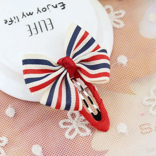 Hot Sale Colorful Baby Bow Dot Hairpins For Girls Grosgrain Hair Clip Accessories Children Ribbon Bowknot Hair band Statement