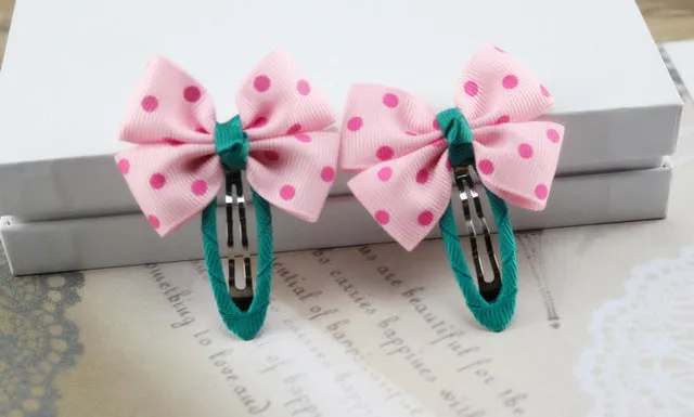 Hot Sale Colorful Baby Bow Dot Hairpins For Girls Grosgrain Hair Clip Accessories Children Ribbon Bowknot Hair band Statement