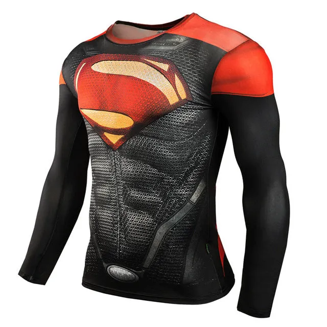 Hot Sale Fitness MMA Compression Shirt Men Anime Bodybuilding Long Sleeve Crossfit 3D Superman Punisher T Shirt Tops Tees