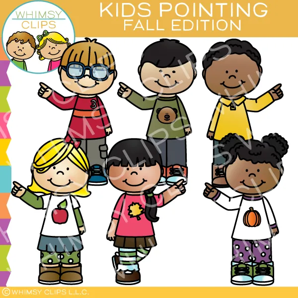 Kids Pointing Clip Art - Fall Edition