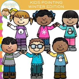 Kids Pointing Clip Art -Winter Edition