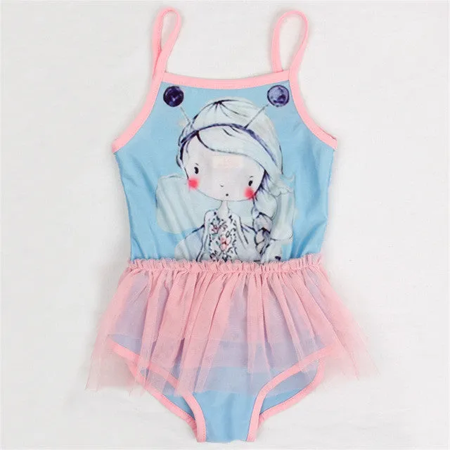 kids swimwear 2016 new arrival one-piece girl swimsuit beach wear cute little girl summer bodysuit baby clothes Nova R4740 blue