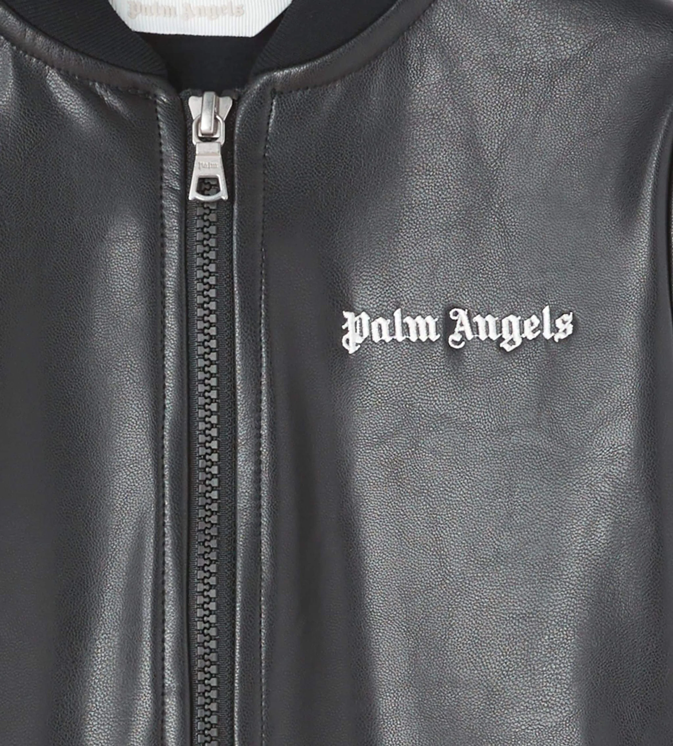 Leather Effect Track Jacket Black