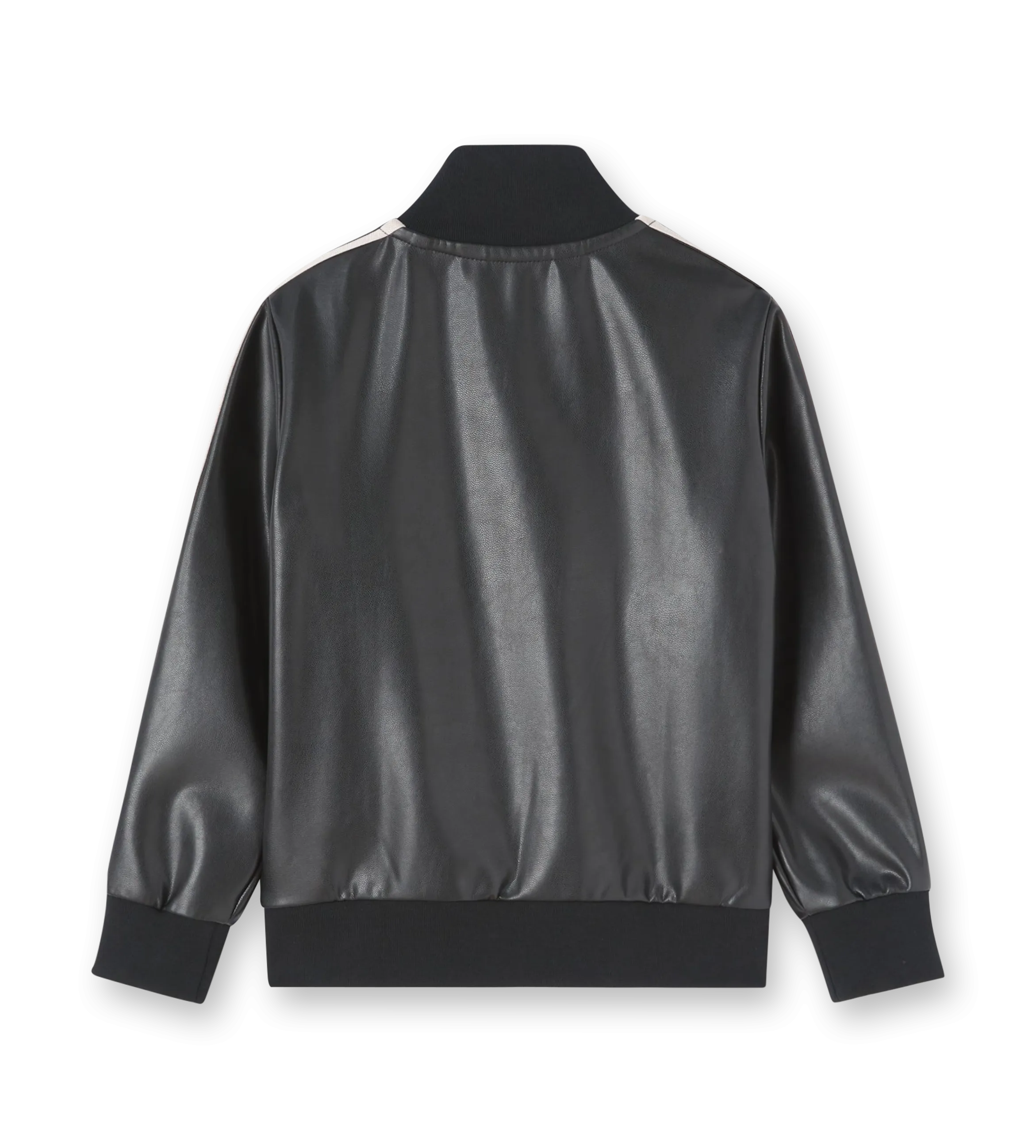 Leather Effect Track Jacket Black