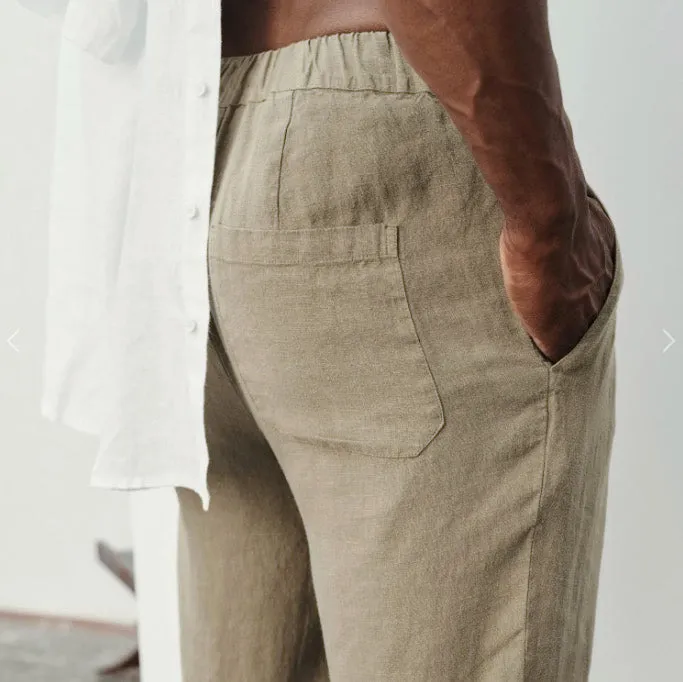 Linen Acorn Trousers - Khaki