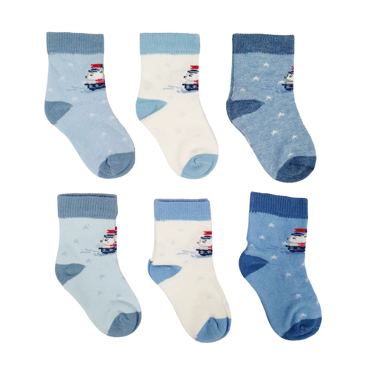 Little Team Cotton Rich Seamless Socks Bear on Boat 6Pk (0-12mths)