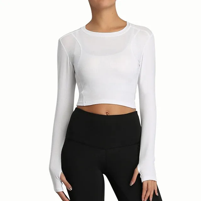 Long Sleeve Yoga Crop Tops