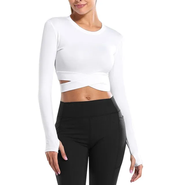 Long Sleeve Yoga Crop Tops