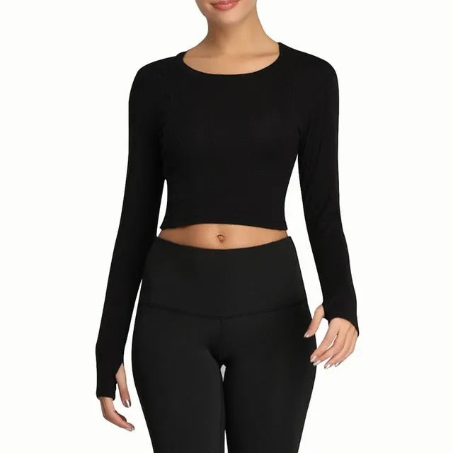 Long Sleeve Yoga Crop Tops