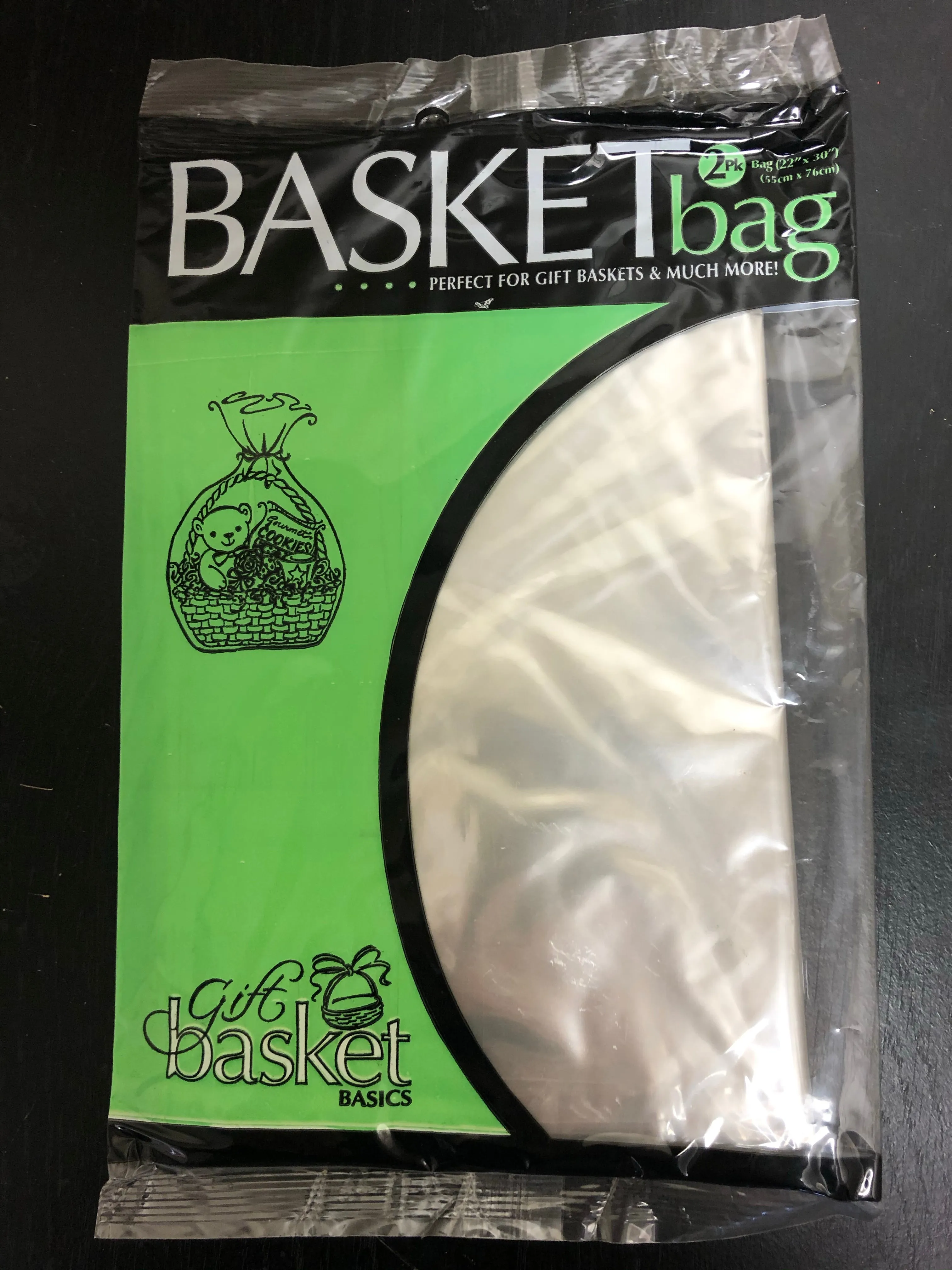 <€€ New Pair Set/2 Clear Plastic Gift Basket Bags