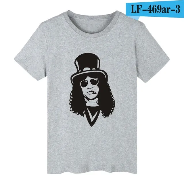 LUCKYFRIDAYF Guns N Roses Rock Band Short Sleeve T-shirt Men Hip Hop TShirts with Punk Music T Shirts for Men in White Tee Shirt