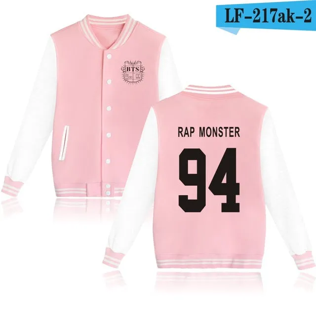 LUCKYFRIDAYF Women Kpop BTS Bangtan Boys Baseball Uniform Jungkook Jhope Jin Jimin V Suga Long Sleeve Jacket Casual Sweatshirt