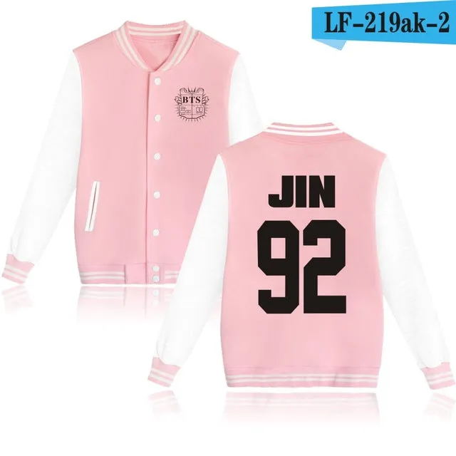 LUCKYFRIDAYF Women Kpop BTS Bangtan Boys Baseball Uniform Jungkook Jhope Jin Jimin V Suga Long Sleeve Jacket Casual Sweatshirt