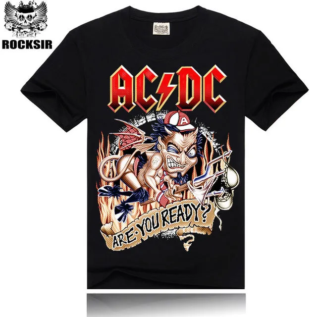 [Men bone] paragraph 9 cartoon rock crime men t-shirts AC DC hip hop fashion heavy metal t shirt