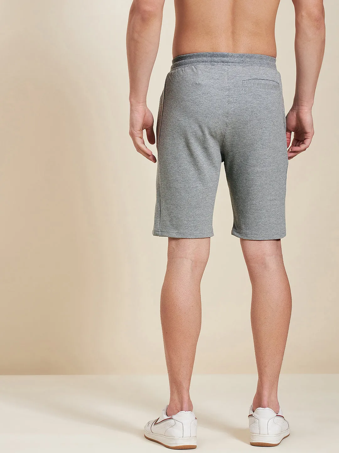 Men Grey Melange Bermuda Shorts