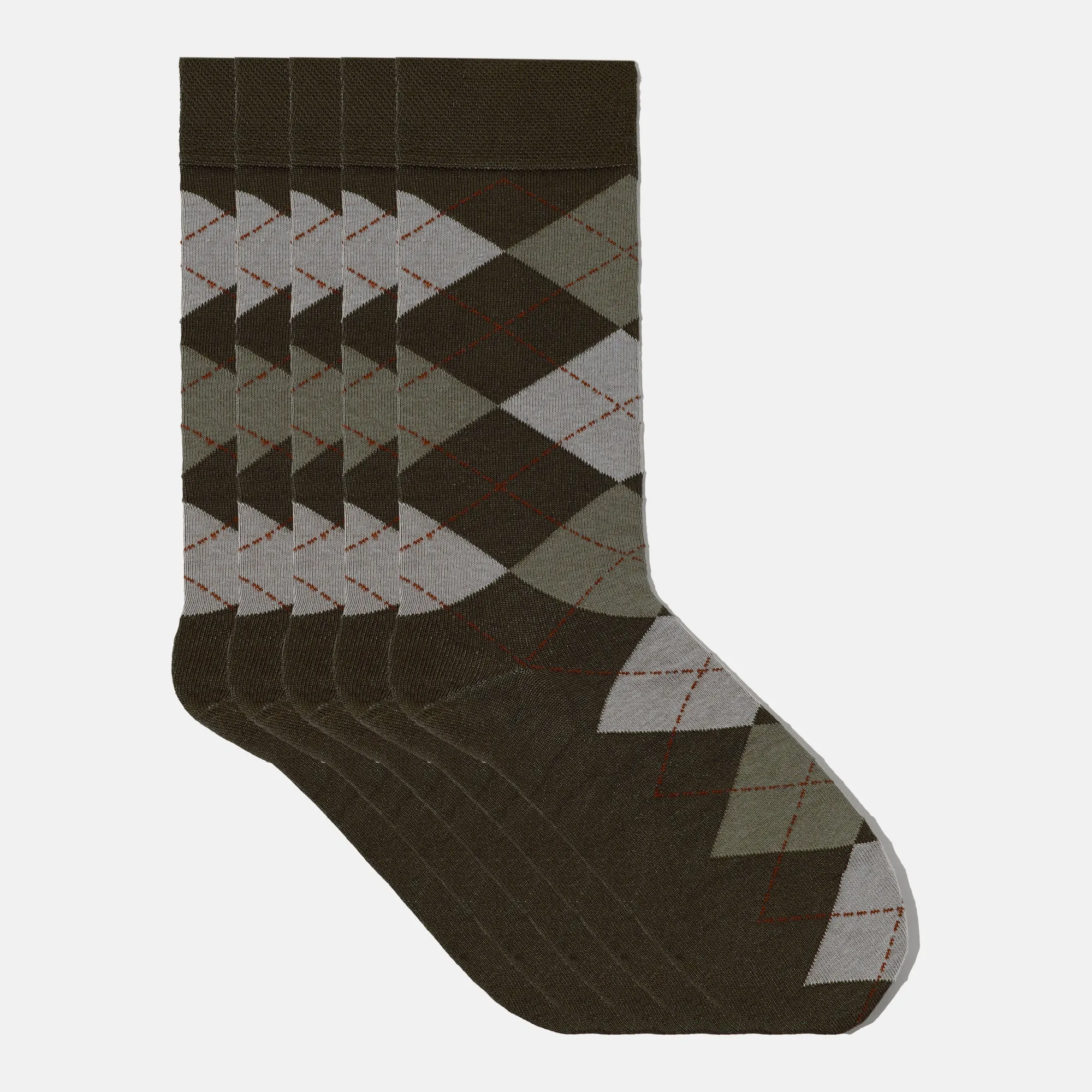 Men's Bamboo Dress Socks Argyle Pack of 1/3/5 Pairs • Green Khaki