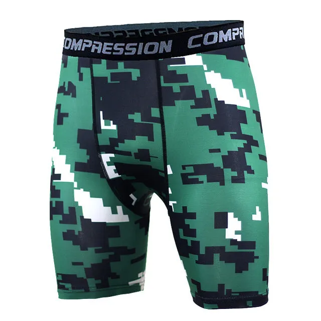 Mens Compression Shorts 2016 Summer Camouflage Bermuda Shorts Fitness Men Cossfit Bodybuilding Tights Camo Shorts