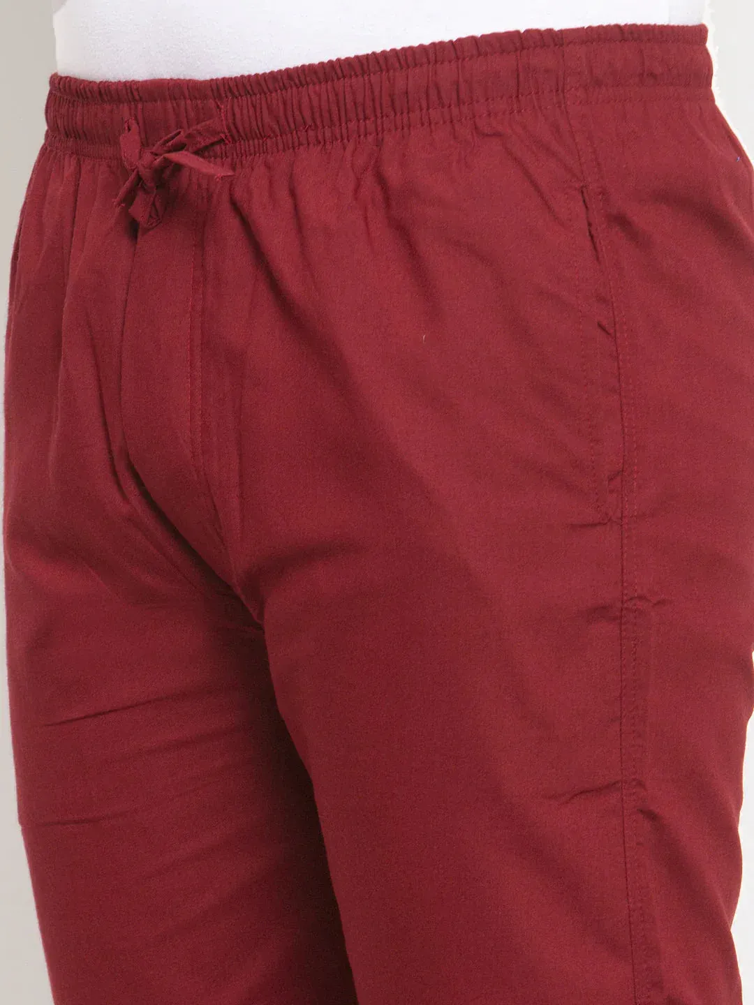 Men'S Maroon Solid Cotton Track Pants