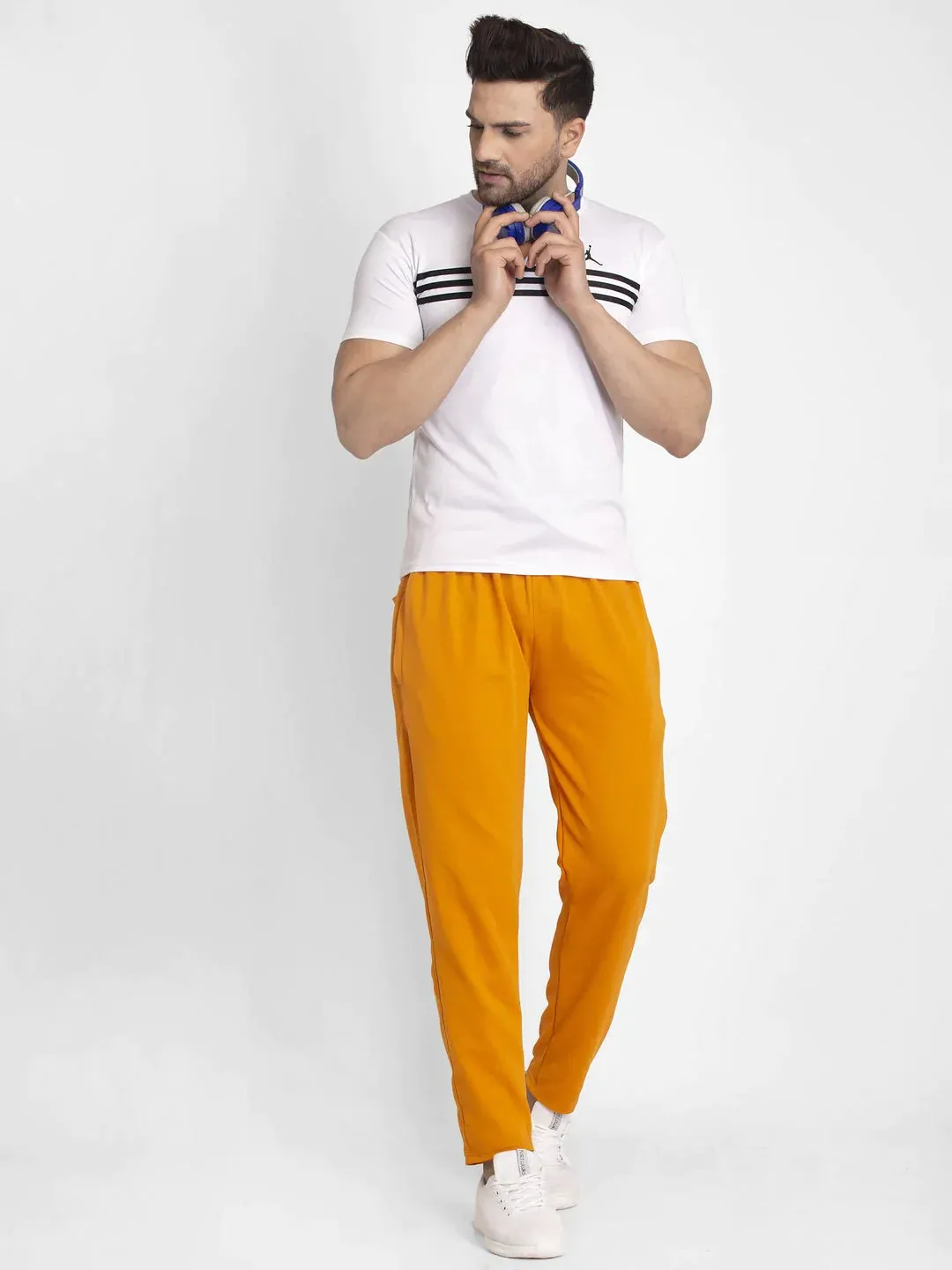 Men'S Mustard Solid Track Pants