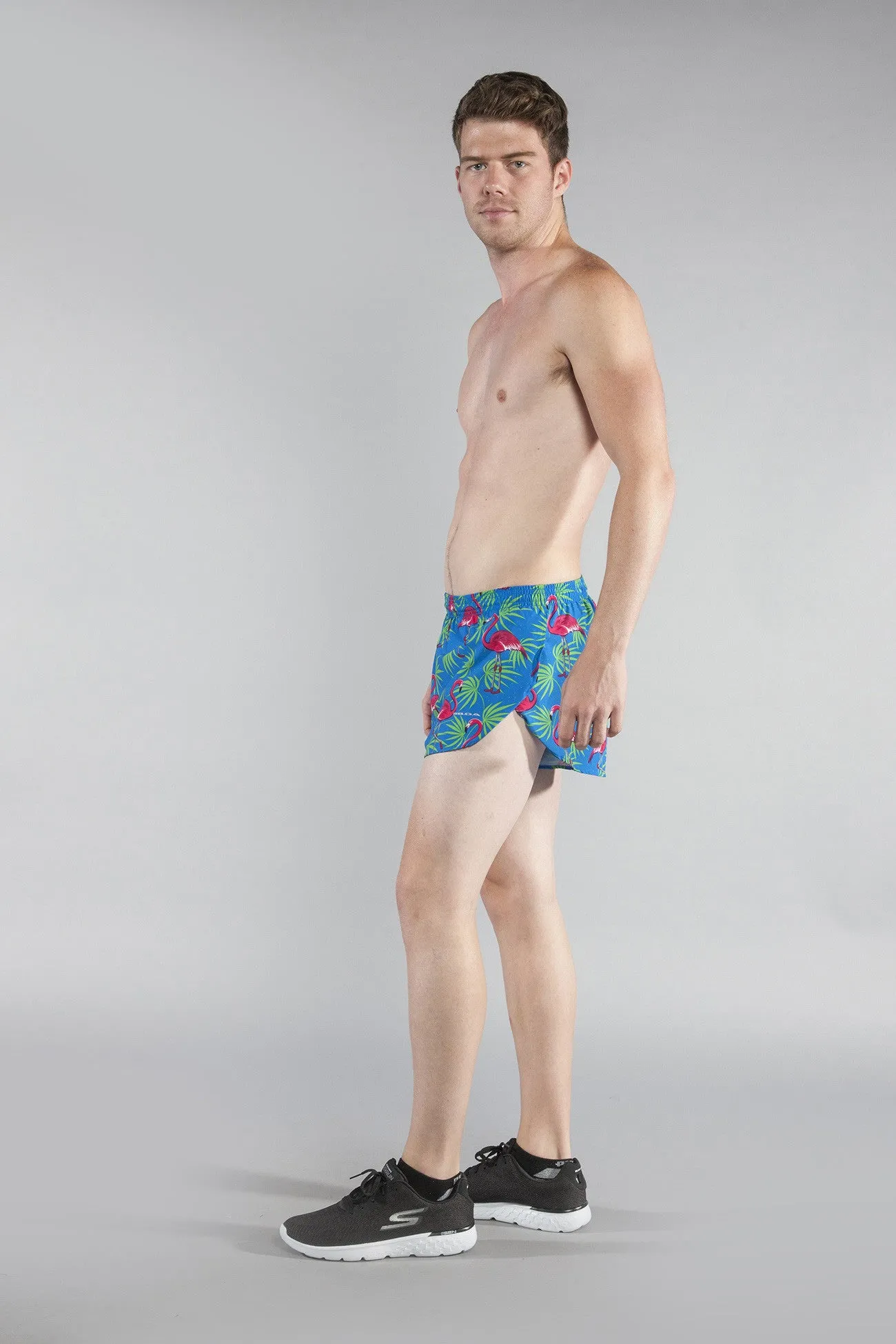 Men's Printed 1" Elite Split Shorts - Flamingo Turquoise