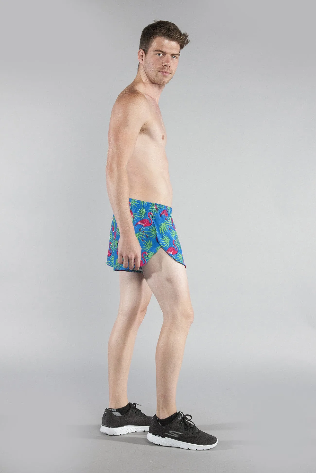 Men's Printed 1" Elite Split Shorts - Flamingo Turquoise