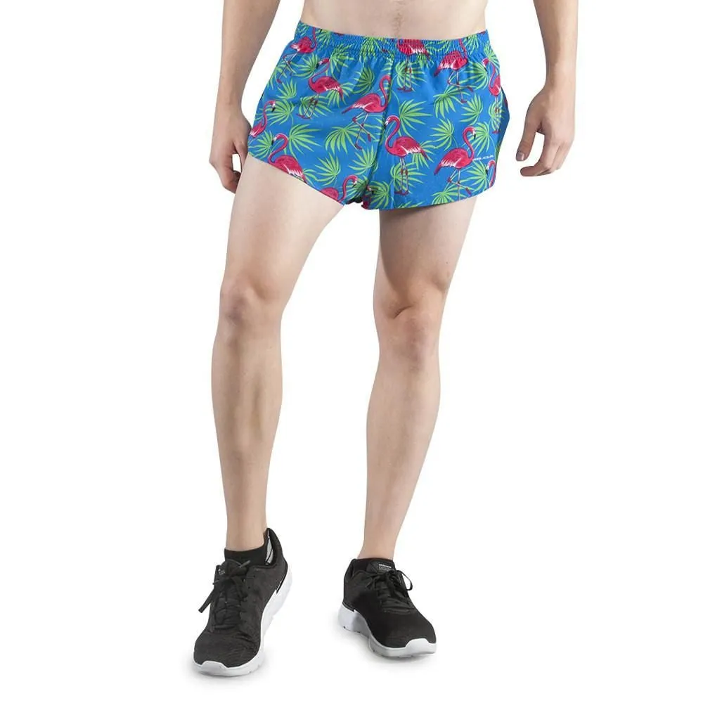 Men's Printed 1" Elite Split Shorts - Flamingo Turquoise