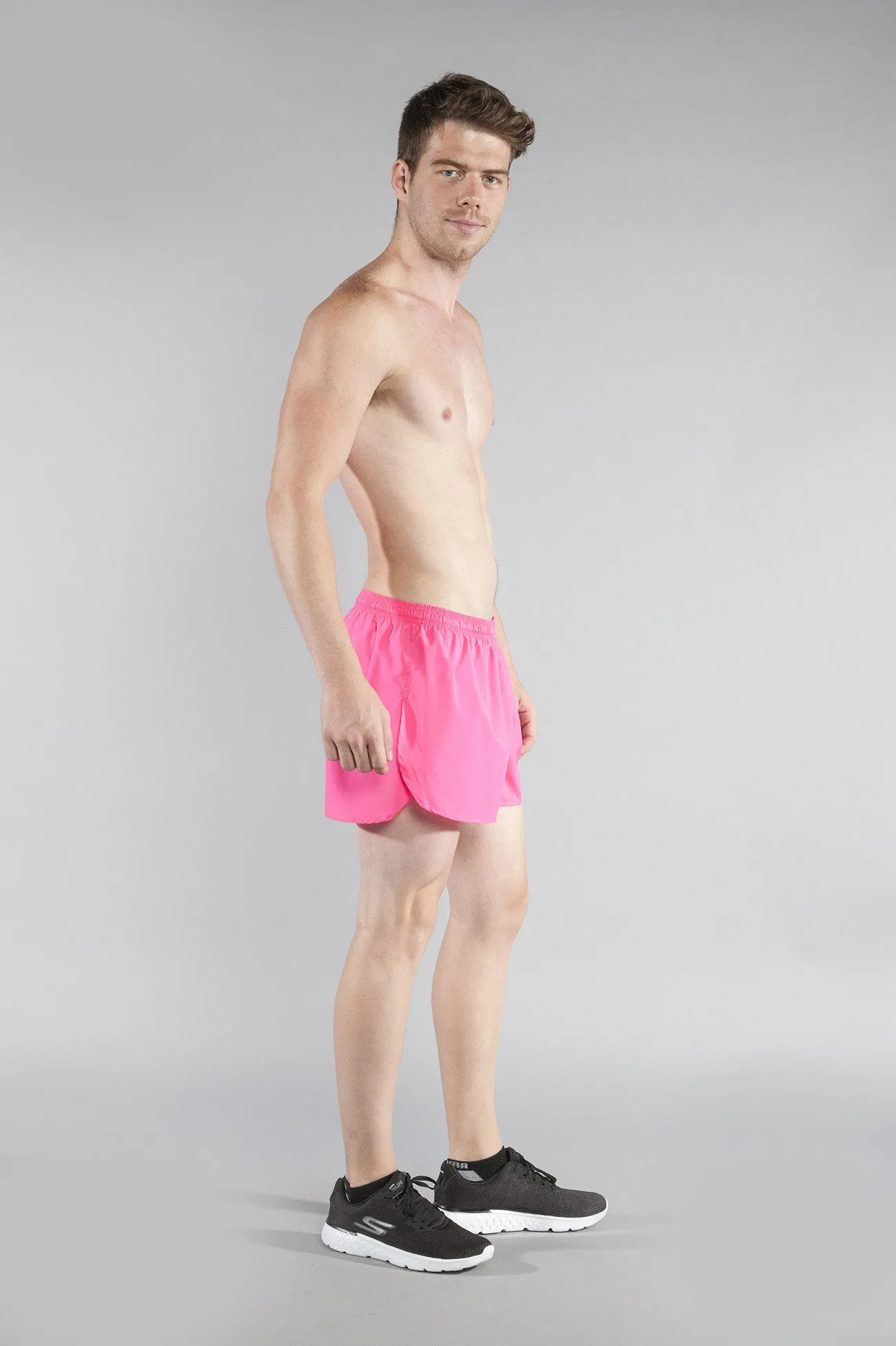 Men's Solid 3" Half Split Trainer Shorts - Hot Pink