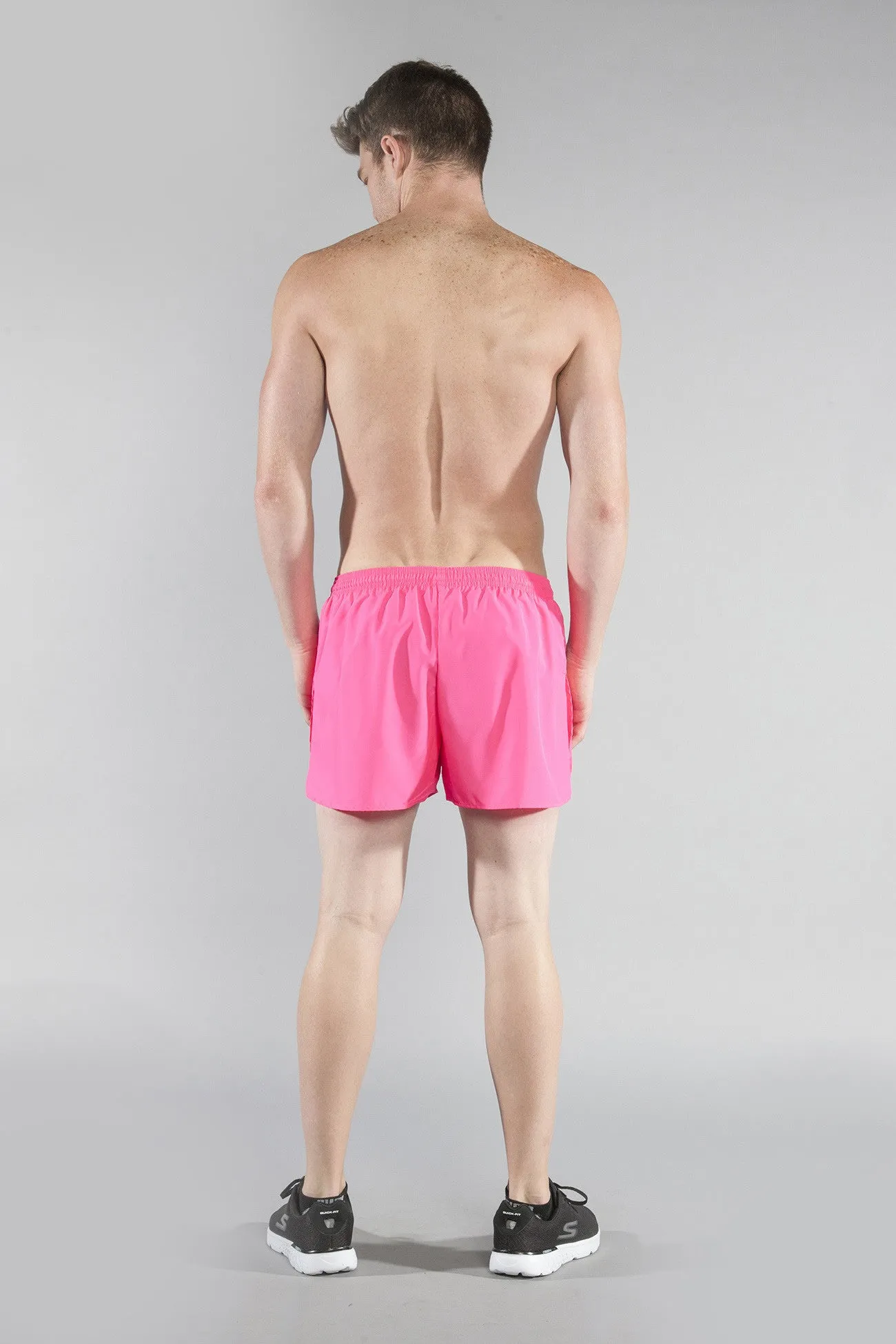 Men's Solid 3" Half Split Trainer Shorts - Hot Pink