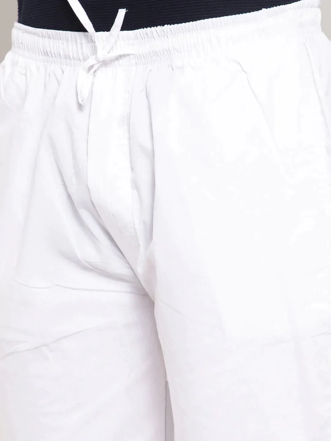 Men'S White Solid Cotton Track Pants