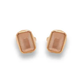 Mgoun Cut Stone Rose Quartz Studs