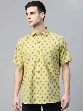 Millennial Men Lime Green Cotton Half Sleeves Shirt-Mmh063