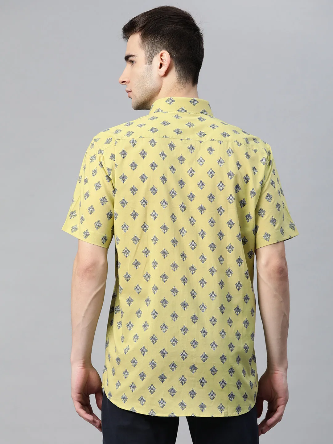 Millennial Men Lime Green Cotton Half Sleeves Shirt-Mmh063