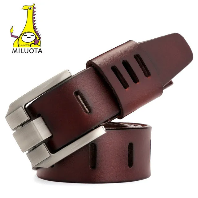 [MILUOTA] Designer Belts Men High Quality Genuine Leather Belt for Men Luxury Ceinture Homme Military Style 130CM MU012