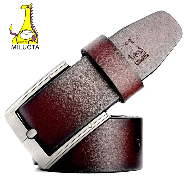 [MILUOTA] Designer Belts Men High Quality Genuine Leather Belt for Men Luxury Ceinture Homme Military Style 130CM MU012