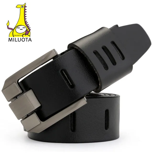 [MILUOTA] Designer Belts Men High Quality Genuine Leather Belt for Men Luxury Ceinture Homme Military Style 130CM MU012