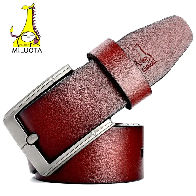 [MILUOTA] Designer Belts Men High Quality Genuine Leather Belt for Men Luxury Ceinture Homme Military Style 130CM MU012