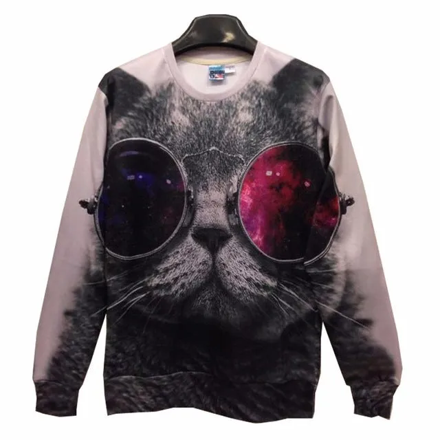 Mr.1991INC Men/Women Hoodies Loose Style Print Animals Cat Panda Rainbow Triangle Cartoon 3d Sweatshirts Plus Size 4XL 5XL