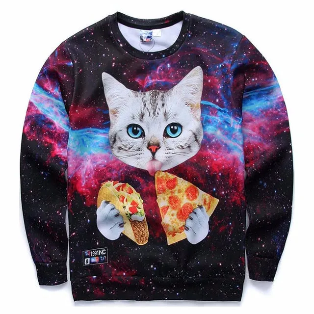 Mr.1991INC Men/Women Hoodies Loose Style Print Animals Cat Panda Rainbow Triangle Cartoon 3d Sweatshirts Plus Size 4XL 5XL