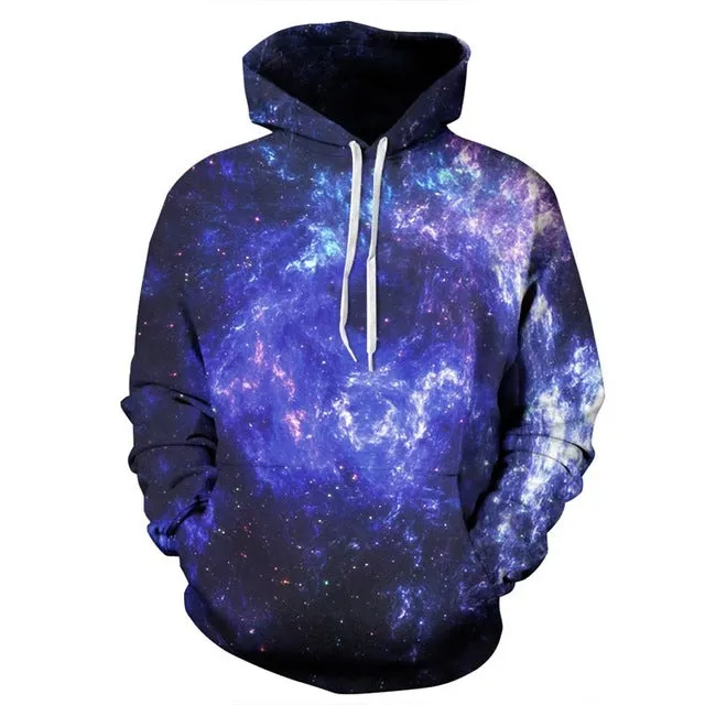 Mr.1991INC Space Galaxy 3d Sweatshirts Men/Women Hoodies With Hat Print Stars Nebula Autumn Winter Loose Thin Hooded Hoody Tops