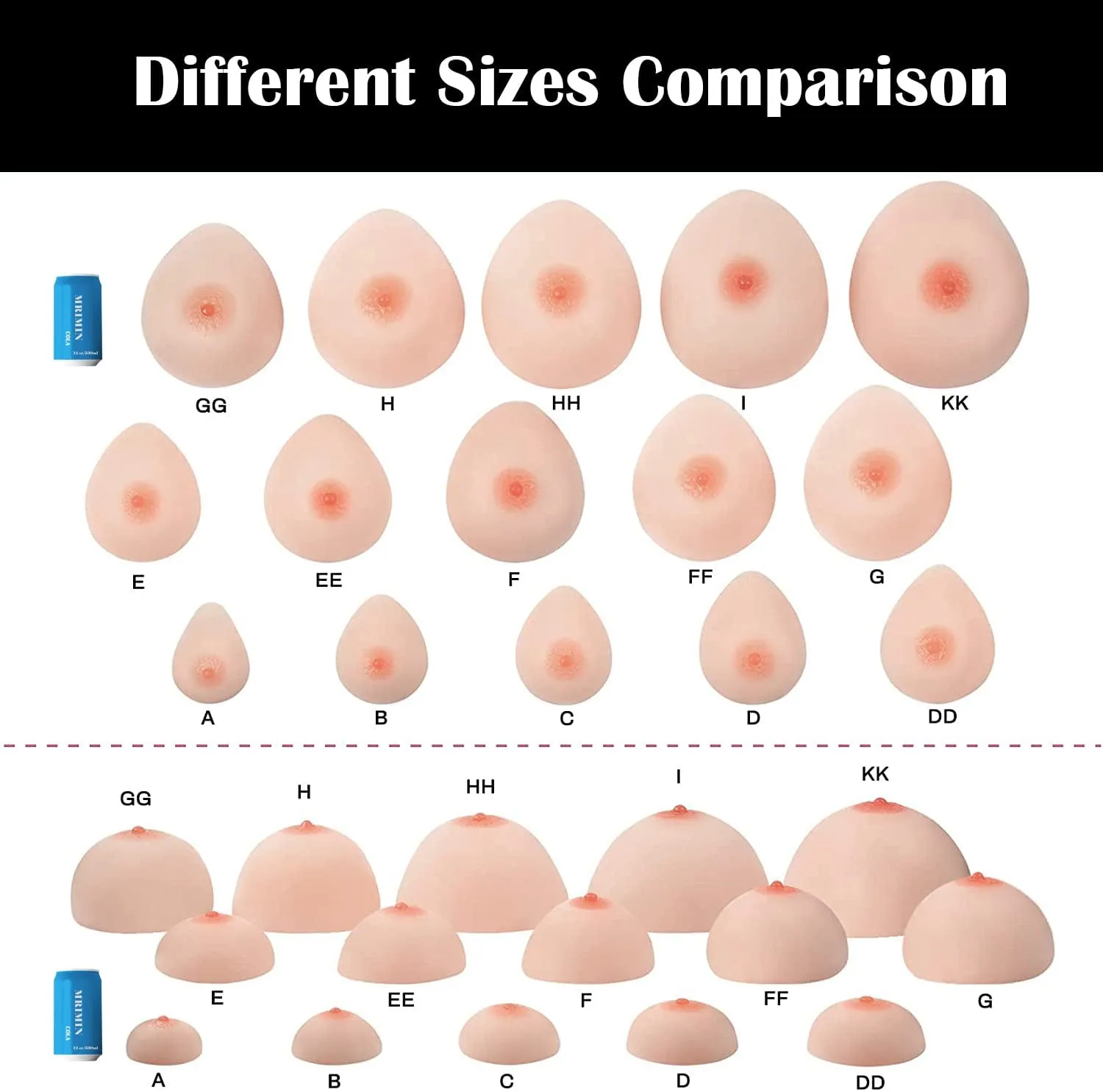 MRIMIN MTF Self Adhesive Silicone Breast Forms for Mastectomy Transgender Cosplay Trans Women Drag Queen