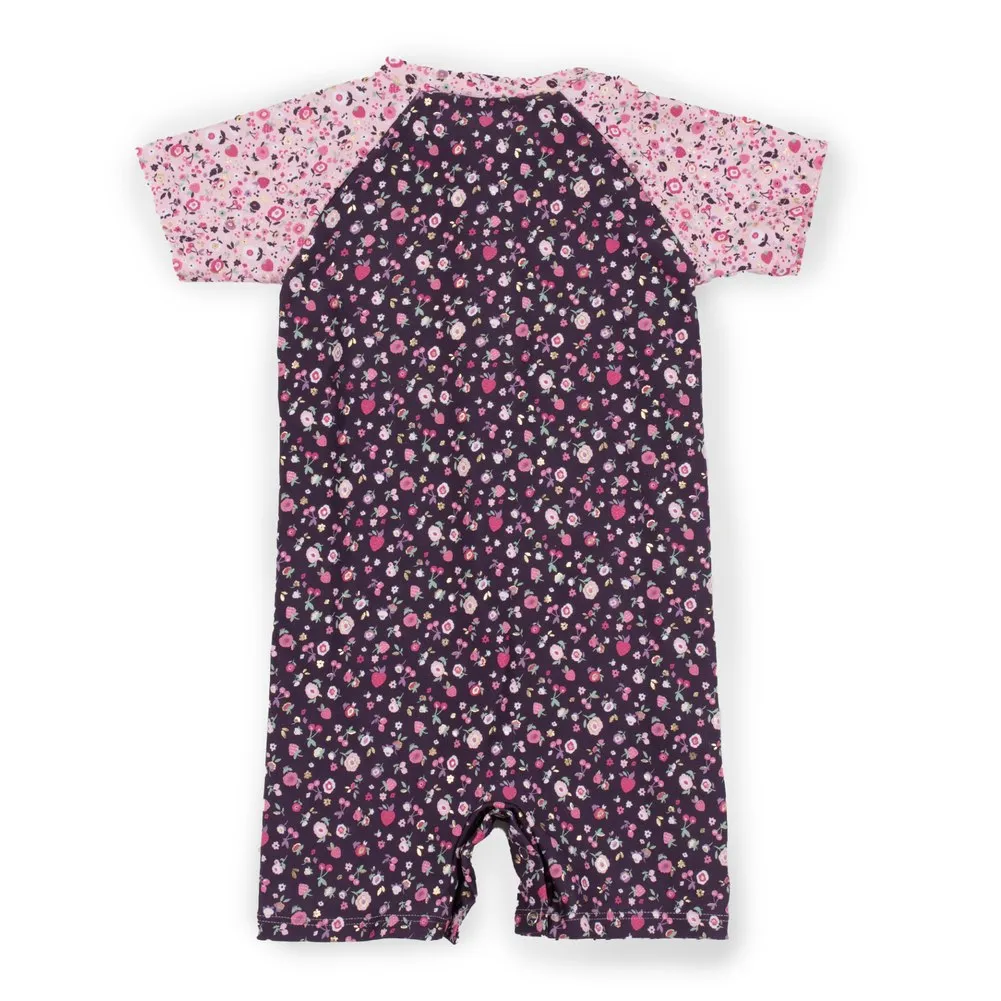 Nano One-Piece Rashguard Girls Short-Sleeve Swimsuit - Rose (6-9 Months)