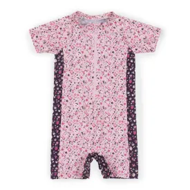 Nano One-Piece Rashguard Girls Short-Sleeve Swimsuit - Rose (6-9 Months)