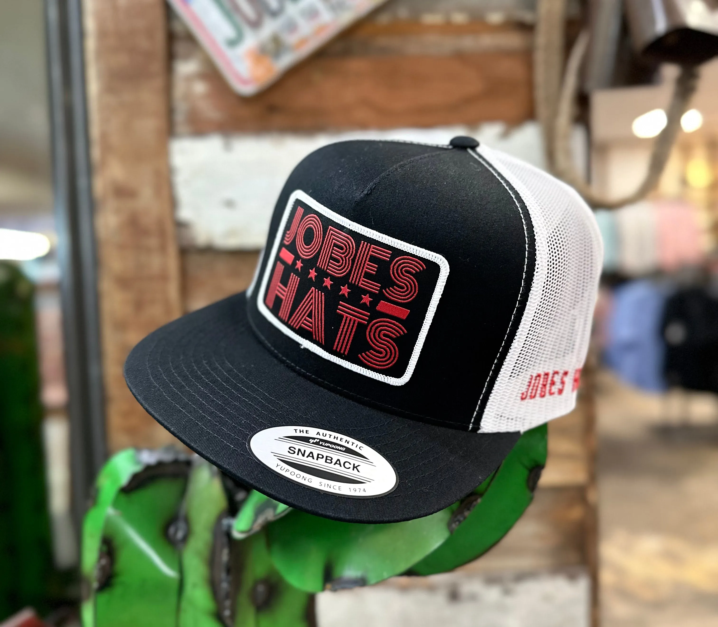 NEW 2023 Jobes Trucker Cap - All Black/White 5 Star patch Red letters